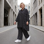 Damen Bluse Lagenlook Viskose Schwarz/Weiß, A-Linie, Streifen, Knopfleiste, Oversize große Größen – AKH Premium