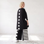 Damen Hose Lagenlook Rayon Schwarz/Weiß, Oversize große Größen – AKH Premium