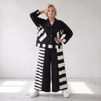 Damen Jacke Lagenlook Rayon Schwarz/Weiß, kastiger Schnitt, Oversize große Größen – AKH Premium