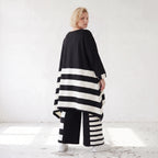 Damen Shirt Lagenlook Rayon Schwarz/Weiß, A-Linie, Oversize große Größen – AKH Premium