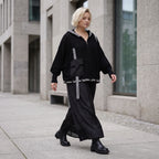 Damen Hose Lagenlook Baumwolle Schwarz, weites Bein, Oversize große Größen – AKH Premium