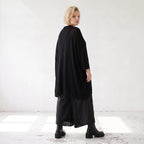Damen Jacke Lagenlook Baumwolle Schwarz, gerader Schnitt, Langarm, Knopfleiste, Oversize große Größen – AKH Premium