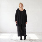 Damen Shirt Lagenlook Baumwolle Schwarz, A-Linie, Oversize große Größen – AKH Premium