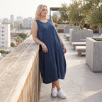 Damen Kleid Lagenlook Lyocell Petrol, Ballonschnitt, ärmellos, Flügeltaschen, Oversize große Größen – AKH Premium