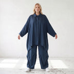 Damen Bluse Lagenlook Lyocell Petrol, A-Linie, Knopfleiste, Oversize große Größen – AKH Premium