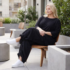 Damen Hose Lagenlook Lyocell Schwarz, Ballonschnitt, Flügeltaschen, Oversize große Größen – AKH Premium