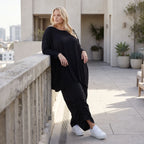 Damen Shirt Lagenlook Lyocell Schwarz, gerader Schnitt, Oversize große Größen – AKH Premium