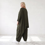 Damen Shirt Lagenlook Lyocell Khaki, gerader Schnitt, Oversize große Größen – AKH Premium