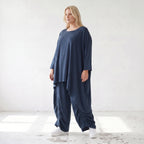 Damen Shirt Lagenlook Lyocell Petrol, gerader Schnitt, Kurzarm, Oversize große Größen – AKH Premium
