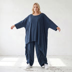 Damen Shirt Lagenlook Lyocell Petrol, gerader Schnitt, Kurzarm, Oversize große Größen – AKH Premium
