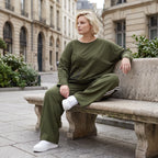 Joggerhose in Ballonform aus French Terry mit weißen Kontraststreifen im College Look