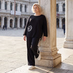 Ballonhose mit elastischem Bund und weissen Kontraststreifen im sportlichen College Look