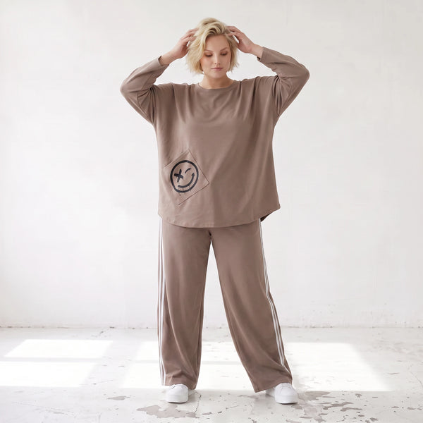 Jogger-Hose im Retro College Look aus French Terry mit weißen Kontraststreifen Ballonform