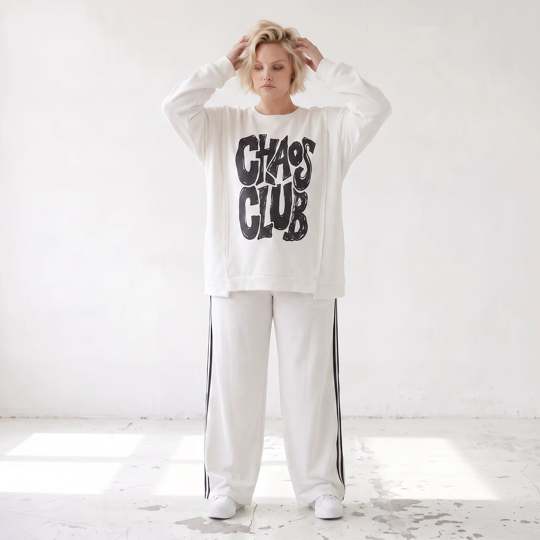 Kastiges Langarmshirt mit Statement Print und Außennähten aus French Terry Stretch urban