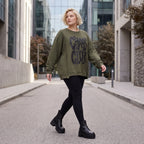 Langarmshirt kastig aus weichem French Terry mit Chaos Club Print und sichtbaren Nähten