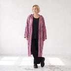 Offener Kapuzencardigan in Weinrot weich leicht und gerade geschnitten für Winterlooks