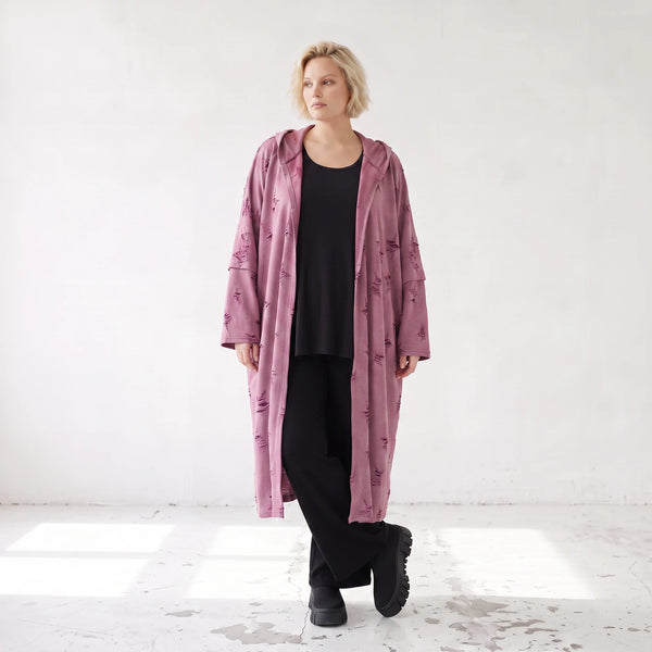 Offener Kapuzencardigan in Weinrot weich leicht und gerade geschnitten für Winterlooks