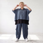 Petrol Bluse aus Lyocelltwill mit Hemdkragen Knopfleiste Rundsaum und 3/4-Arm leicht