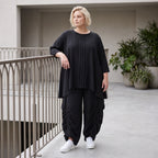 Lyocellshirt in A-Linie mit Biesenmuster zipfeligem Saum und 3/4-Arm weich fallend locker