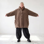 Kuschelige Teddyjacke in Ballonform mit Kapuze Taschen und Knopfverschluss warm weich