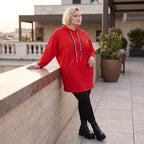 Roter Fleece Hoody in lässiger Passform kuschelig weich warm und bequem für kalte Tage