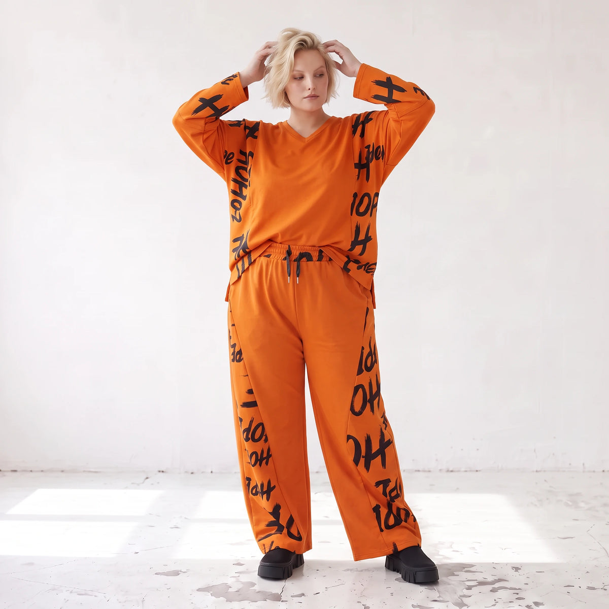 Fleece Ballonhose mit Stretch und Schnürbund in lässiger Form aus Italien für Wintertage