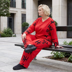 Rotes Fleeceshirt mit V-Ausschnitt aus weichem Stretchmaterial warm und alltagstauglich