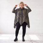 Wintershirt aus weichem Baumwolljersey mit Stretch in A-Linie Rollkragen mit Tunnelzug