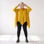 Wintershirt aus weichem Baumwolljersey mit Rollkragen Tunnelzug und Zipfelsaum A-Linie