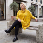Wintershirt aus weichem Baumwolljersey mit Rollkragen Tunnelzug und Zipfelsaum A-Linie