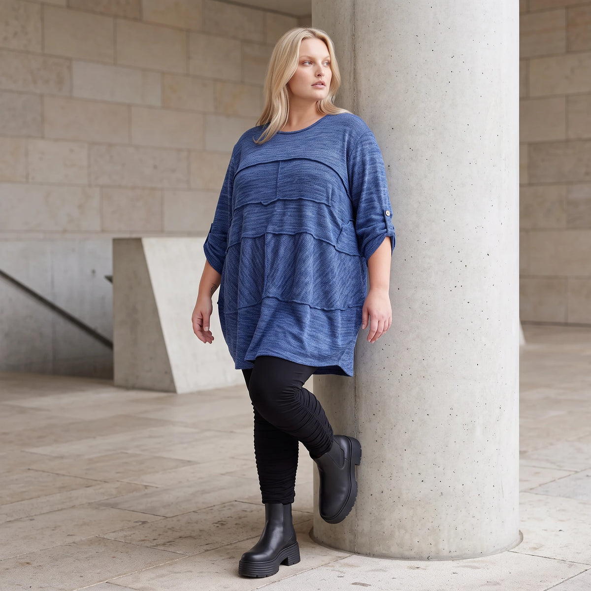 Feiner Strickpullover in A-Linie mit Stretchanteil weich wärmend Made in Italien