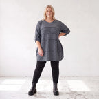 Kuschelig weiches Strickshirt in A-Linie mit Faltennahtmuster und Elasthan winterwarm
