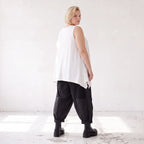 Ärmelloses Basic Top aus Slinkystoff mit Stretch in A-Linie mit Rundhals und Schlitzen
