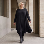 Fließendes A-Linienkleid aus Slinky mit Stretch und Rundhalsausschnitt pflegeleicht