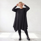 Fließendes A-Linienkleid aus Slinky mit Stretch und Rundhalsausschnitt pflegeleicht