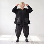 Kuschelige Strickjacke in Glockenform mit Reißverschluss Taschen und Stretchkomfort