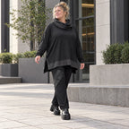 Winterhose aus Stretchjersey mit geradem Bein elastischem Bund und Overlocknahtdetail