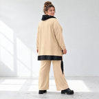 Rollkragenshirt aus Viskosejersey mit Taftdetail asymmetrisch vorne kurz hinten lang
