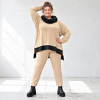 Karottenleggings aus Viskosejersey mit Elasthan schmal geschnitten mit elastischem Bund