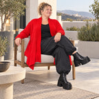 Cardigan aus reiner Baumwolle in A-Linie mit Stehkragen und Seitennahttaschen