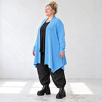 Baumwollstrick Cardigan in A-Linie mit Stehkragen langen Ärmeln und Seitentaschen