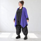 Cardigan in Violett aus Baumwollstrick mit Stehkragen in A-Linie weich und wärmend