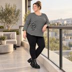 Shirt aus weichem Stretchjersey in Schwarz/Weiß mit 7/8-Arm und gerundetem Schnitt
