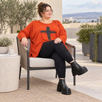 Langarmshirt in leuchtendem Orange aus weichem Stretchjersey aus Italien mit A-Linie