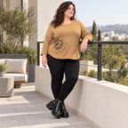 Basic Shirt in Camel aus weichem Stretchjersey mit 7/8-Arm und gerundeter Schnittform