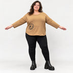 Basic Shirt in Camel aus weichem Stretchjersey mit 7/8-Arm und gerundeter Schnittform