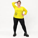 Shirt in leuchtendem Gelb aus weichem Stretchjersey mit Rundhalsausschnitt und 7/8-Arm