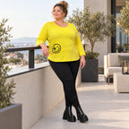 Shirt in leuchtendem Gelb aus weichem Stretchjersey mit Rundhalsausschnitt und 7/8-Arm