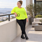 Neongelbes Shirt aus weichem Baumwolljersey mit Rundhalsausschnitt 7/8-Arm und Taschen