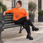 Shirt in Orange mit Rundhalsausschnitt 7/8-Arm und aufgesetzten Taschen aus Stretchjersey